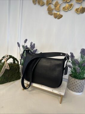 Coach Black Leather Saddle Crossbody Bag